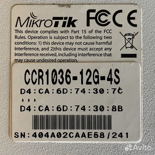 Mikrotik Cloud Core Router CCR-1036 12G-4S