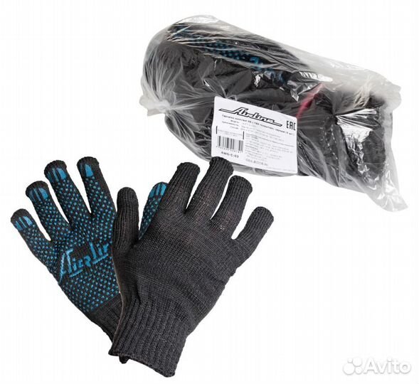 Перчатки хб с пвх покрытием, черные, (5 пар), 140Т