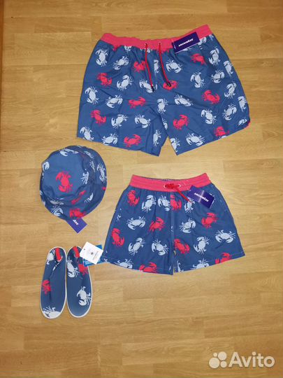 Family look папа сын пляж шорты панама 9-11 л