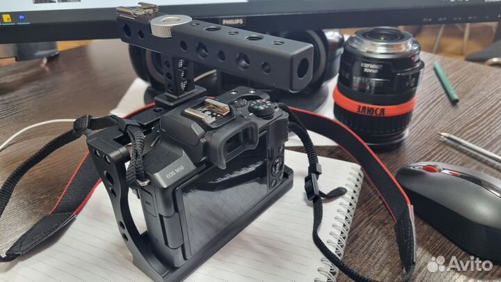 Canon EOS M50 + Viltrox EF-EOS M2 + клетка