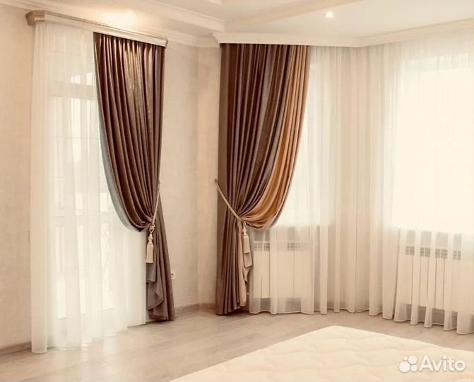 Штора из вуали молочного цвета 600х270