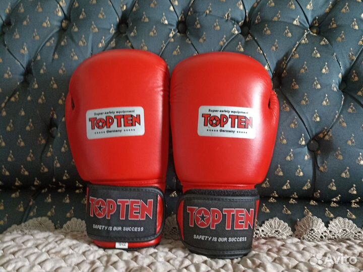 Боксерские перчатки 10 oz натуральная кожа Topten
