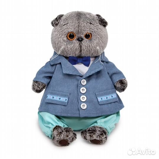 Кот Басик 22 см в голубом пиджаке