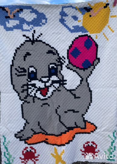 Плед детский вязаный ручной работы