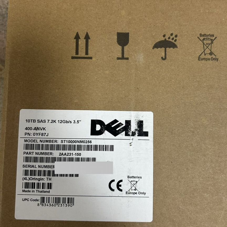 [0YF87J] Жесткий Диск Dell 10tb Sas 3.5 Yf87j 0yf87j