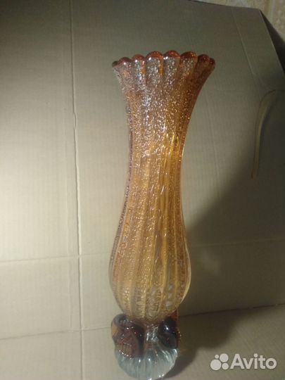 Ваза редкая, с пузырьками, ваза хрусталь