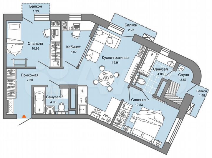 2-к. квартира, 68 м², 8/8 эт.