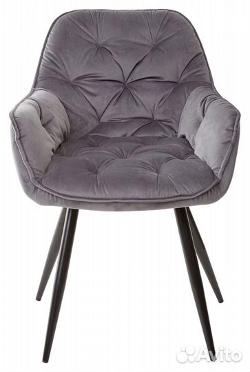 Стул malta bluvel-14 grey черный/тк. велюр серый