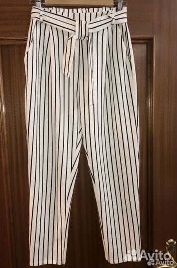 Летние Брюки бриджи в полоску zara, mango 44-46