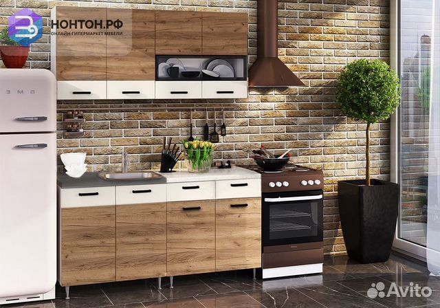 Кухня Рио 1.6 м дуб крафт / бежевый