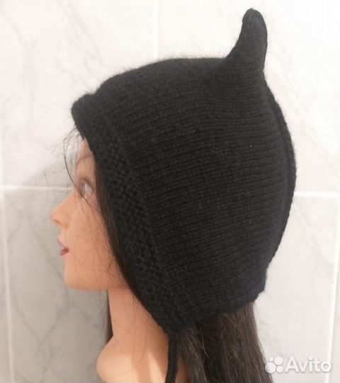 Чепчик-шапка с ушками(чёрный)