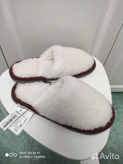 Домашние тапочки шерстяные, р.38,5