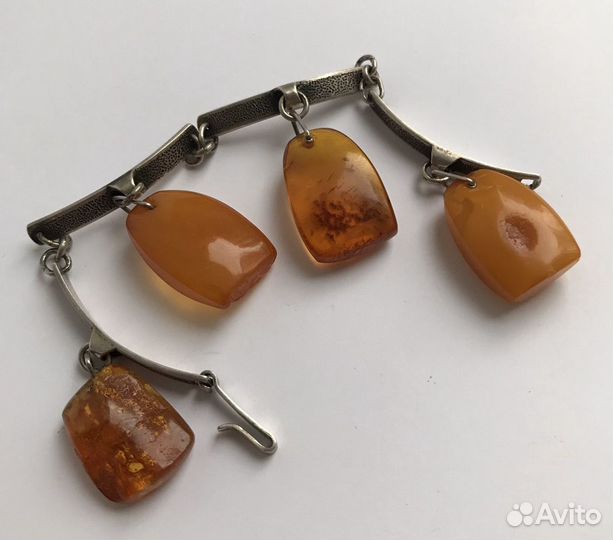 Браслет Серебро 875 СССР янтарь Калининград редкий