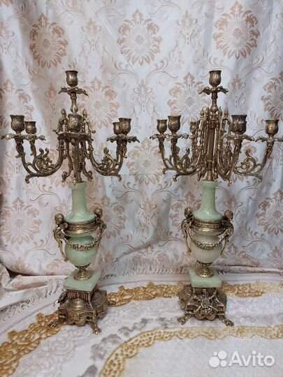 Подсвечники -канделябры.2 шт. Бронза -оникс