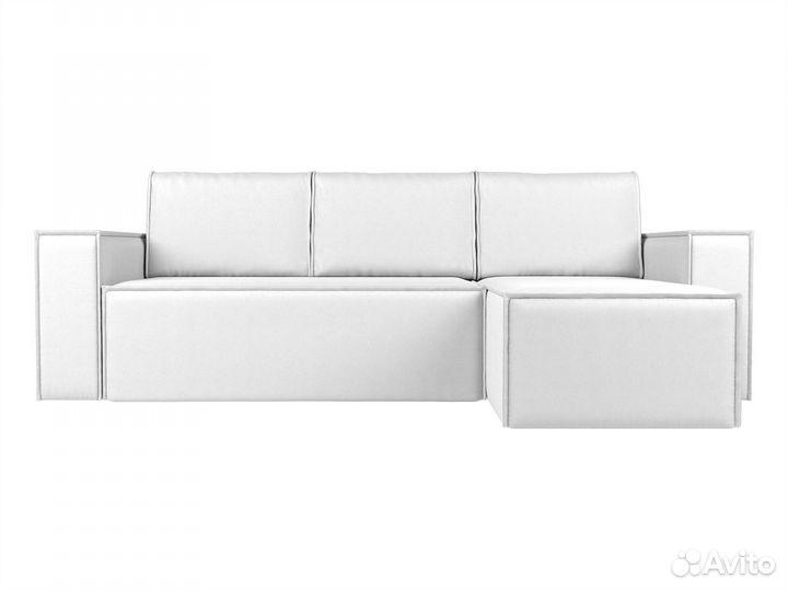 Диван угловой Куба правый угол, экокожа, белый