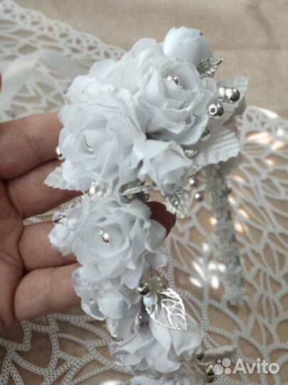 Ободок Белые цветы