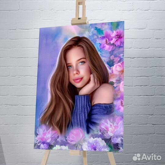 Портрет по фото на холсте
