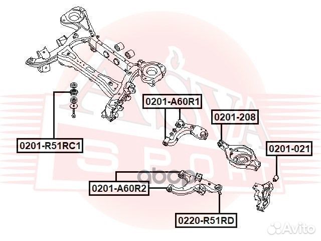 Сайлентблок задней балки 0201-R51RC1 asva