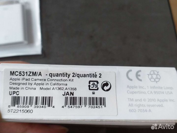 Комплект Apple iPad Camera Connection Kit адаптеры