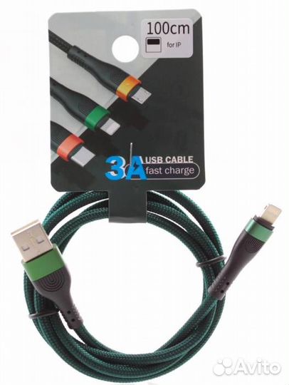 USB Кабель для Apple/iPhone loop, 2.4A, Зеленый