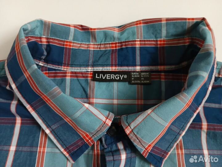 Мужская рубашка в клетку livergy размер XL 43/44