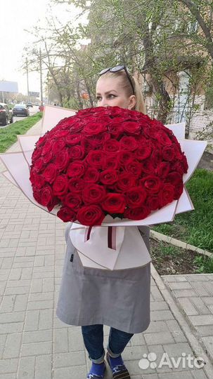 101 роза. Доставка (круглосуточно)