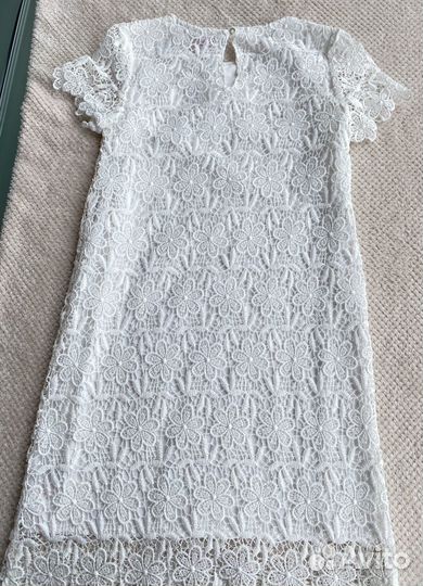 Кружевное платье белое для девочки 140 см