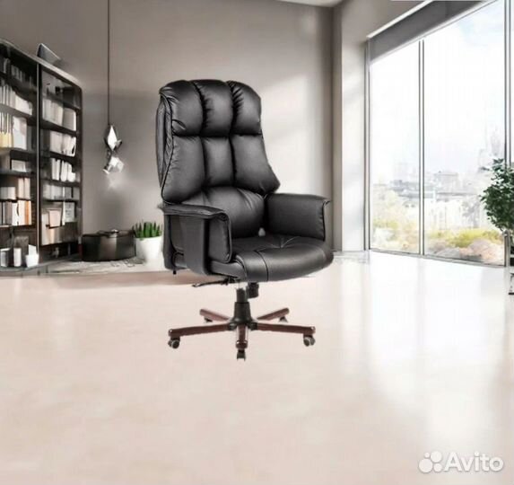 Кресло до 200 кг Монблан экс кожа черная