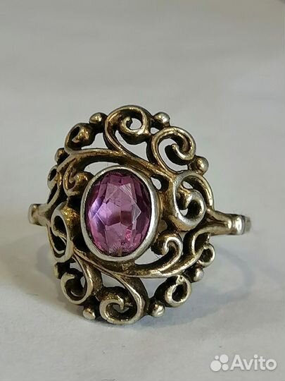 Серебряное кольцо с камнем 70х годов