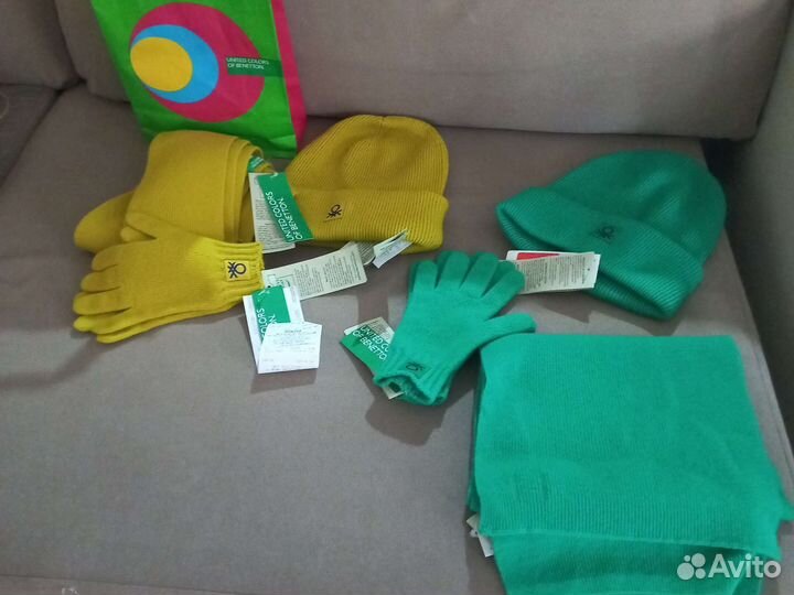 Benetton шапка,шарф,перчатки