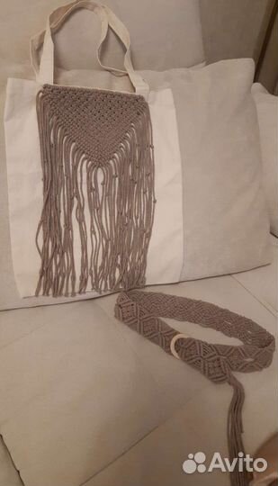 Cумка-шоппер макраме и пояс