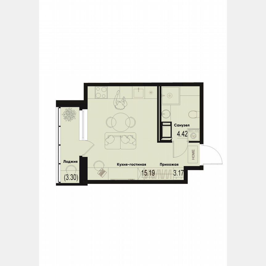 Квартира-студия, 24,4 м², 12/12 эт.