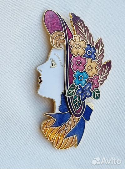 Брошь, дама, клуазоне, Англия, 171э