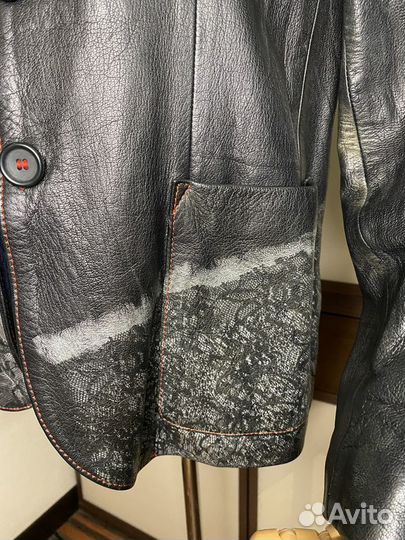 Куртка кожаная женская пиджак 46