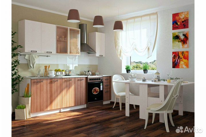 Кухня (2,0м) лдсп белый/дуб атланта/ясень шимо