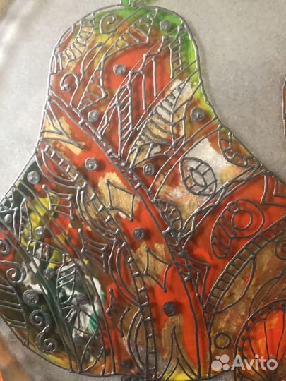 Блюдо - поднос стекло с авторской росписью