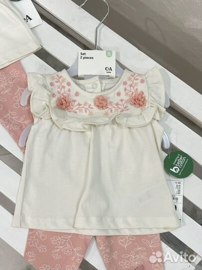 Летний комплект для девочки 74 футболка лосины