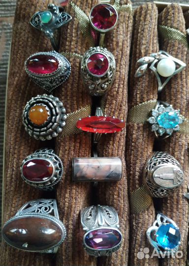Кольца СССР винтаж серебро 875 925 пробы разные