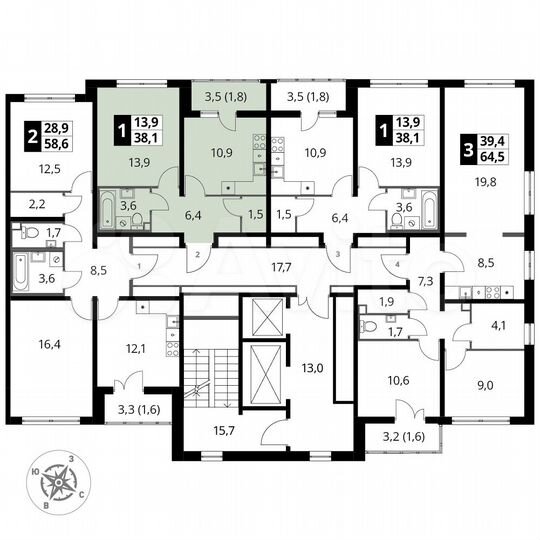 1-к. квартира, 38,1 м², 3/24 эт.
