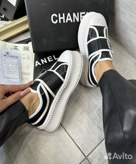 Женские кеды chanel. Lux. Натуральная кожа