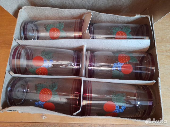 Стаканы стекло с рисунком. СССР. Винтаж