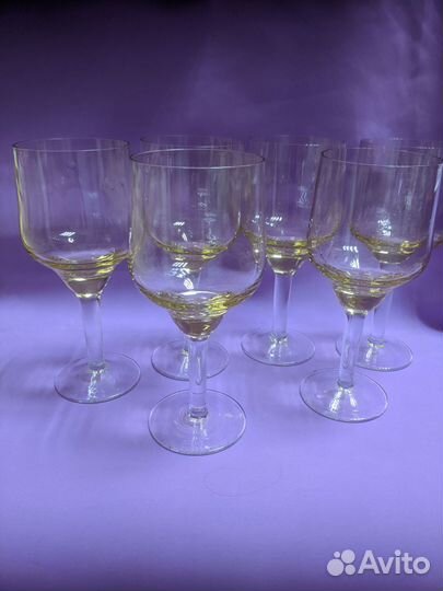 Фужер бокал цветное жёлтое стекло 6 шт