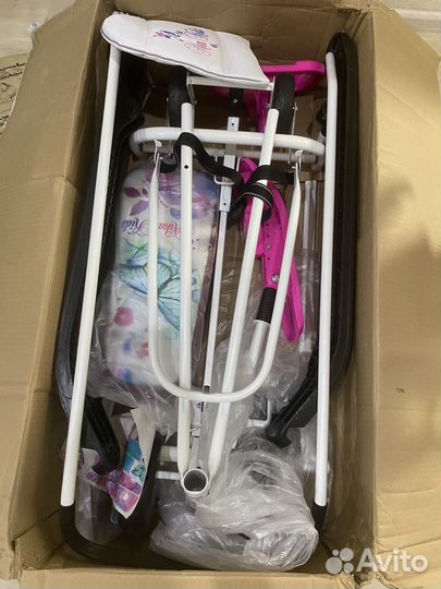 Новый Снегокат с колесами и родительской ручкой