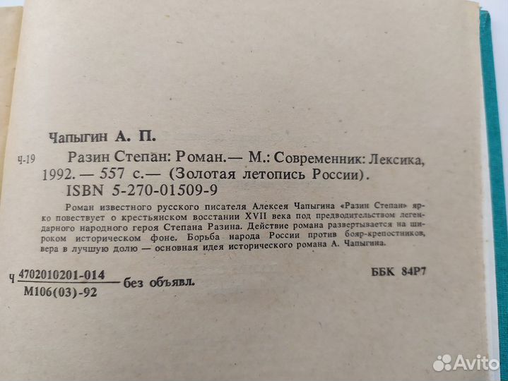 Книга. Алексей Чапыгин. Разин Степан