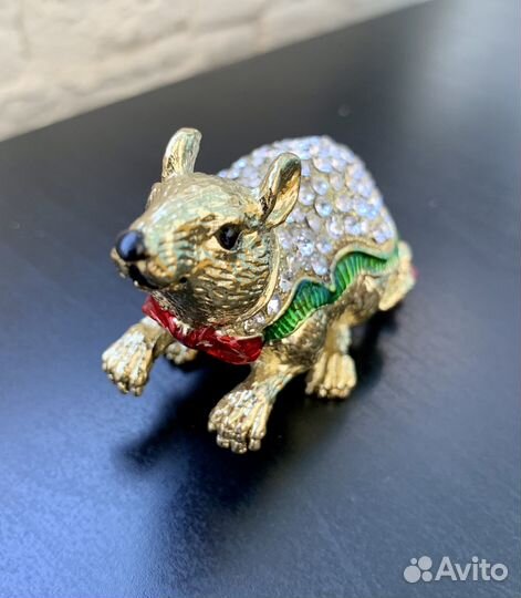 Шкатулка мышь со стразами