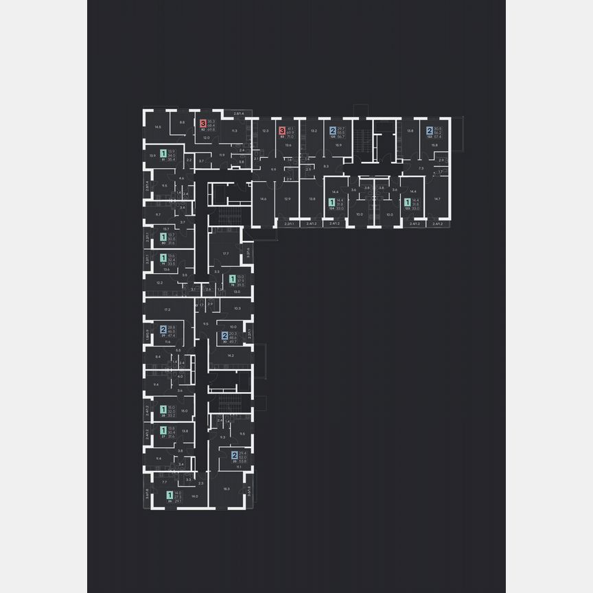 2-к. квартира, 57,4 м², 5/9 эт.