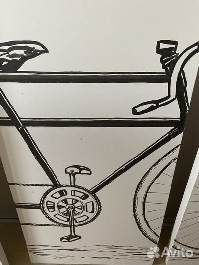 Модульная картина. велосипед (тушь)