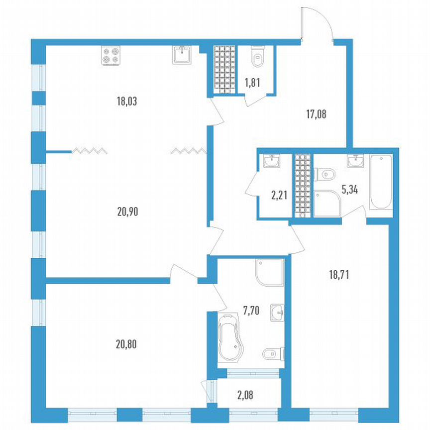 3-к. квартира, 113 м², 20/23 эт.