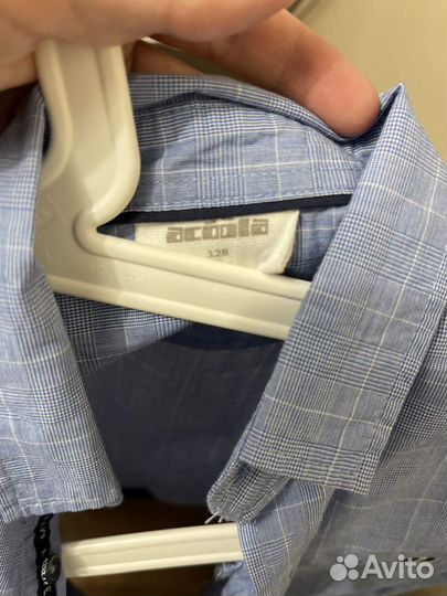 Рубашка синяя и белая на мальчика 128-134 размер