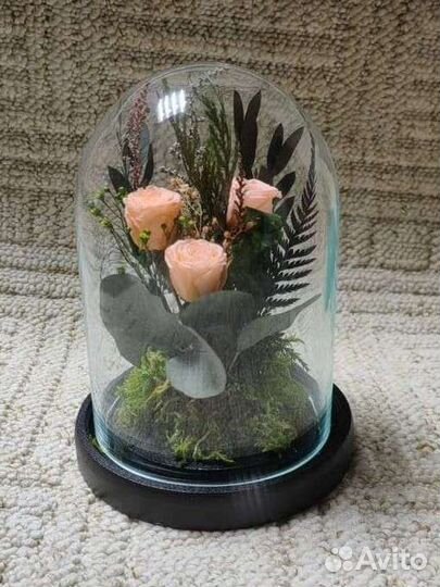 Три розы, пиона в стеклянной колбе. Подарки, от